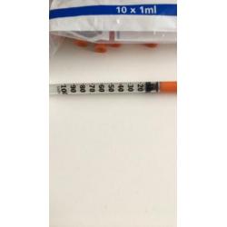 Insuline spuiten 1ml 0,33 mm (29G) x 12,7 mm 19 stuks nieuw