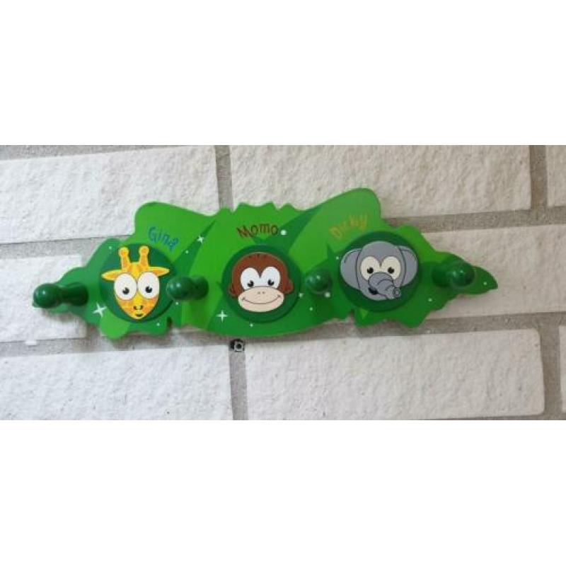 Kinder Kapstok Olifant/Giraf/Aap 4 haakjes/haken ALS NIEUW