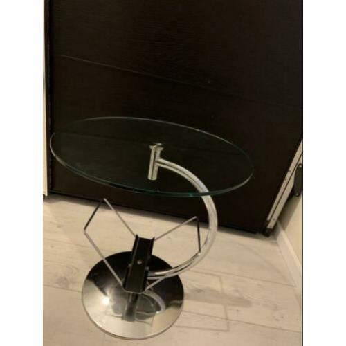 Desing 2 bijzettafel Chrome met glas plateau !!!