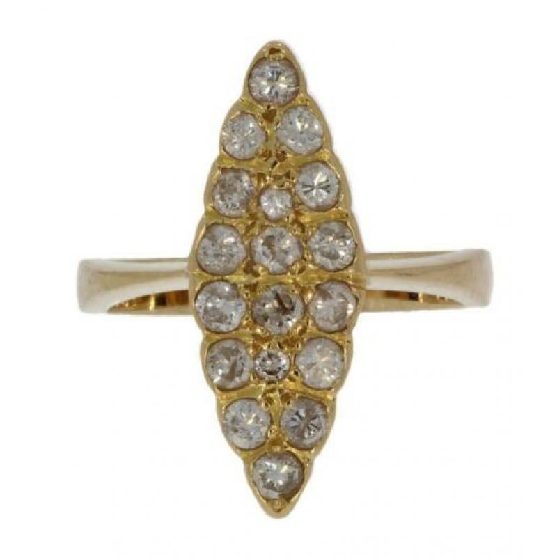 Luxe 14 karaats gouden prinsessen ring met 18 diamanten