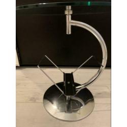 Desing 2 bijzettafel Chrome met glas plateau !!!