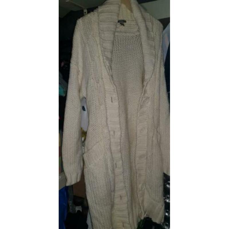Gaaf grove lange creme kleurig vest maat m/l