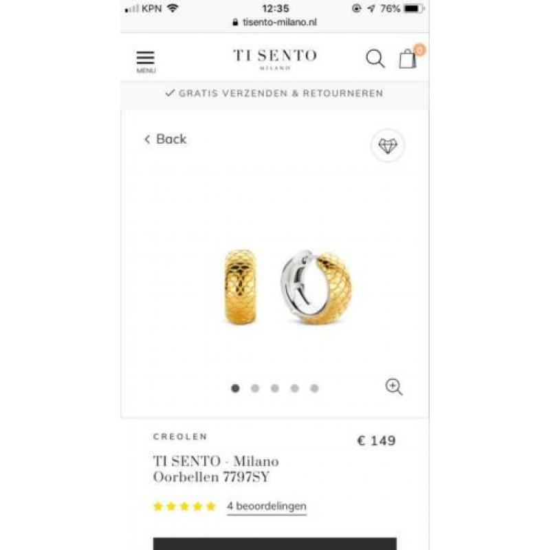 Ti sento 7797SY oorbellen goud snake