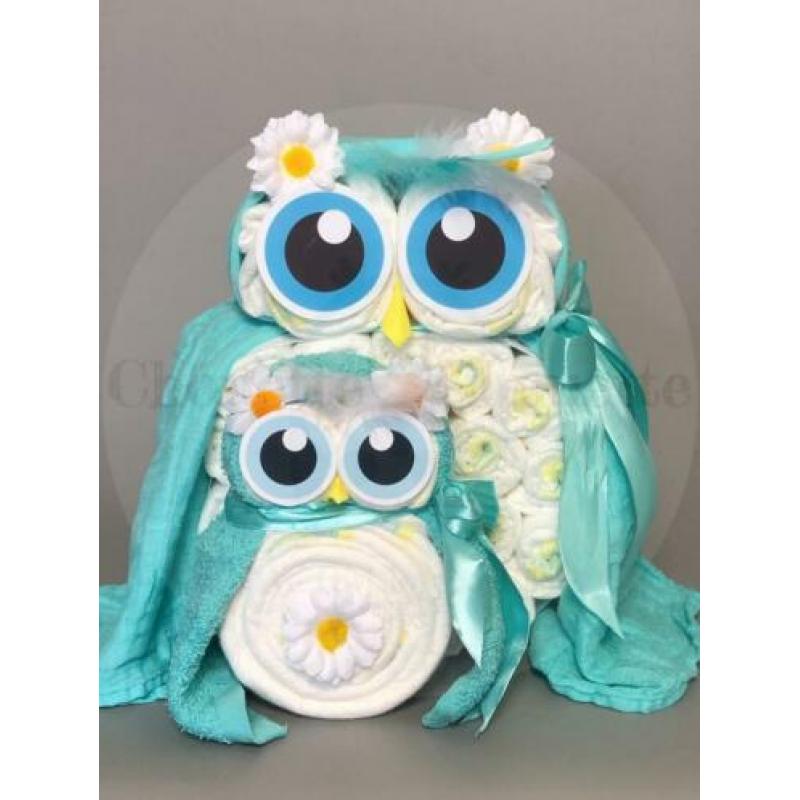 Gratis verzending Luiertaart Uil Luieruil Set Blauw ster