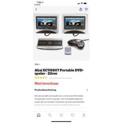 Akai ECV6607 DVD speler met 2 monitors voor in auto