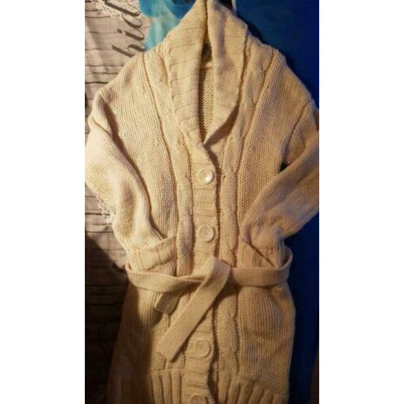 Gaaf grove lange creme kleurig vest maat m/l