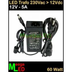 LED Trafo Voeding Adapter Driver - 230V > 12V - 5A = 60W