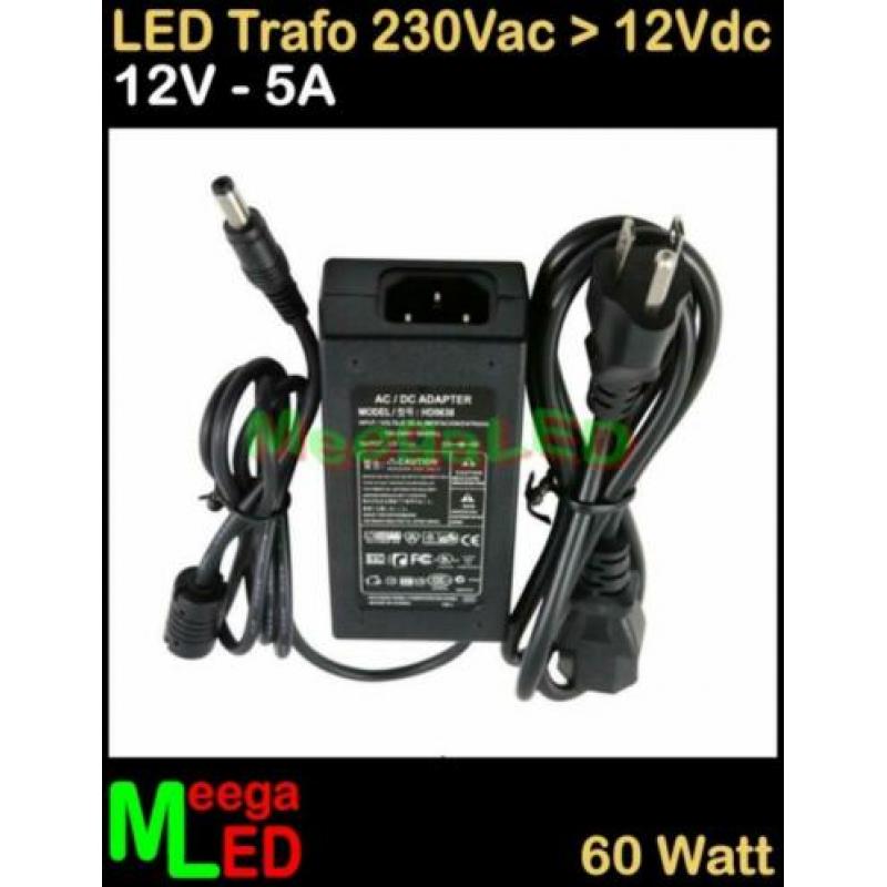 LED Trafo Voeding Adapter Driver - 230V > 12V - 5A = 60W