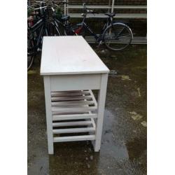 Witte houten vintage side table