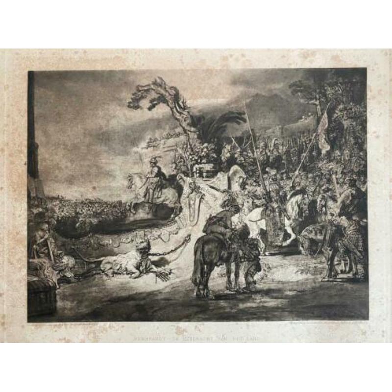 Antieke prent 1911 Rembrandt De eendracht van het land AFM