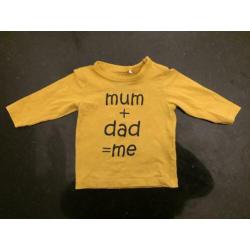 Geel Baby Shirt Top Ouders Maat 62 2-4 Maanden