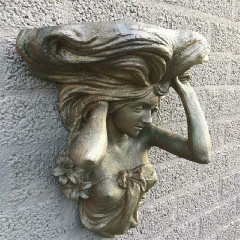 Prachtig zwaar gietijzeren wandornament-jugendstil