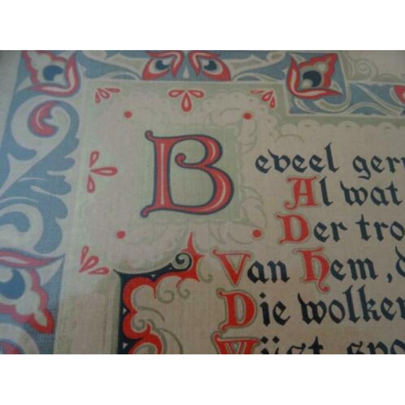 Religie - Schilderijtje kalligrafie tekst - Van Dugteren