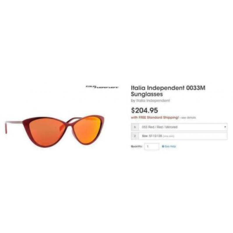 Zonnebril Italia Independent rood (nieuw/ongebruikt)