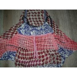 Voorjaar zijden twin set top vestje Pianura maat L 42 44