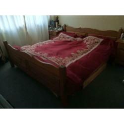 Massief eiken tweepersoons bed, eiken.