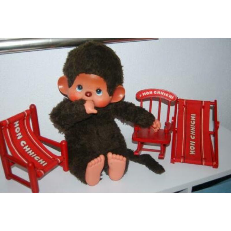 vintage oude grote monchhichi + 3 meubeltjes