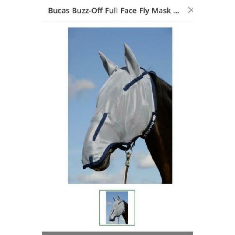 Vliegenmasker Bucas Buzz off Deluxe met oren Large
