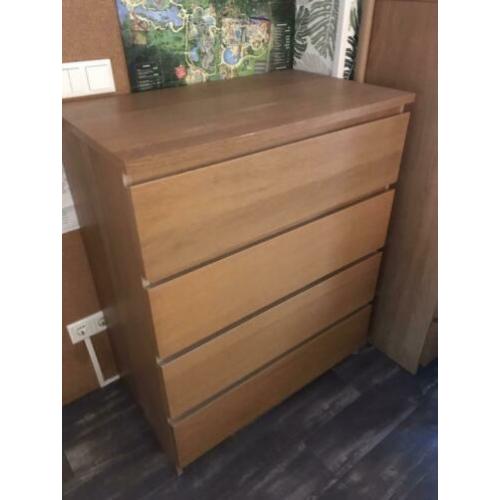 Ikea malm 4 lades 80x49x100 donker eiken