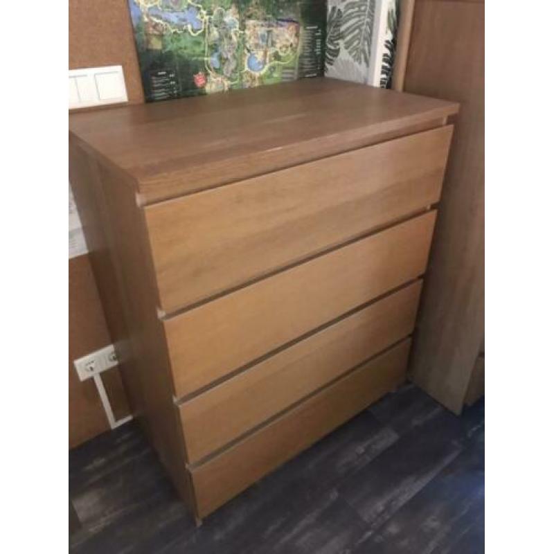 Ikea malm 4 lades 80x49x100 donker eiken