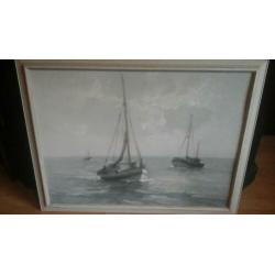 ????OLIEVERF OP BOARD(90x70 k.80x60cm)GRIJSTINTEN.
