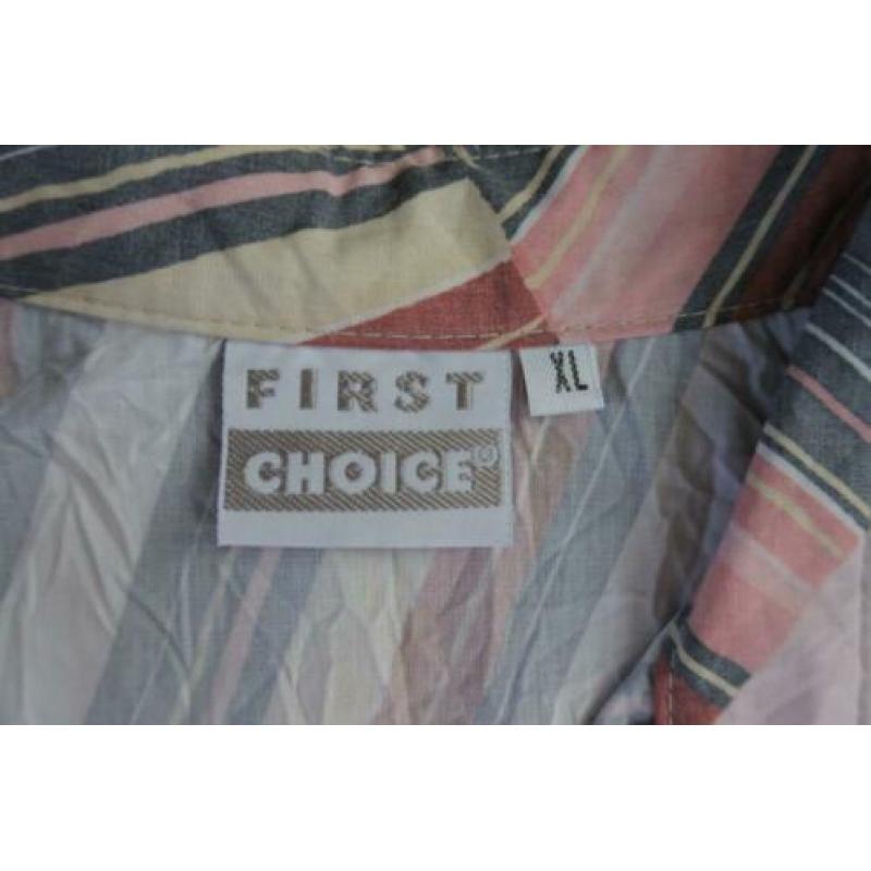 first choice blouse XL roze grijs wit crinkle stof