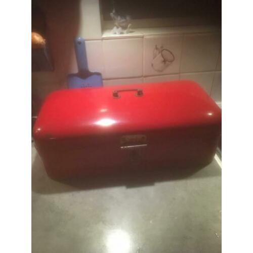 Emaille broodtrommel rood