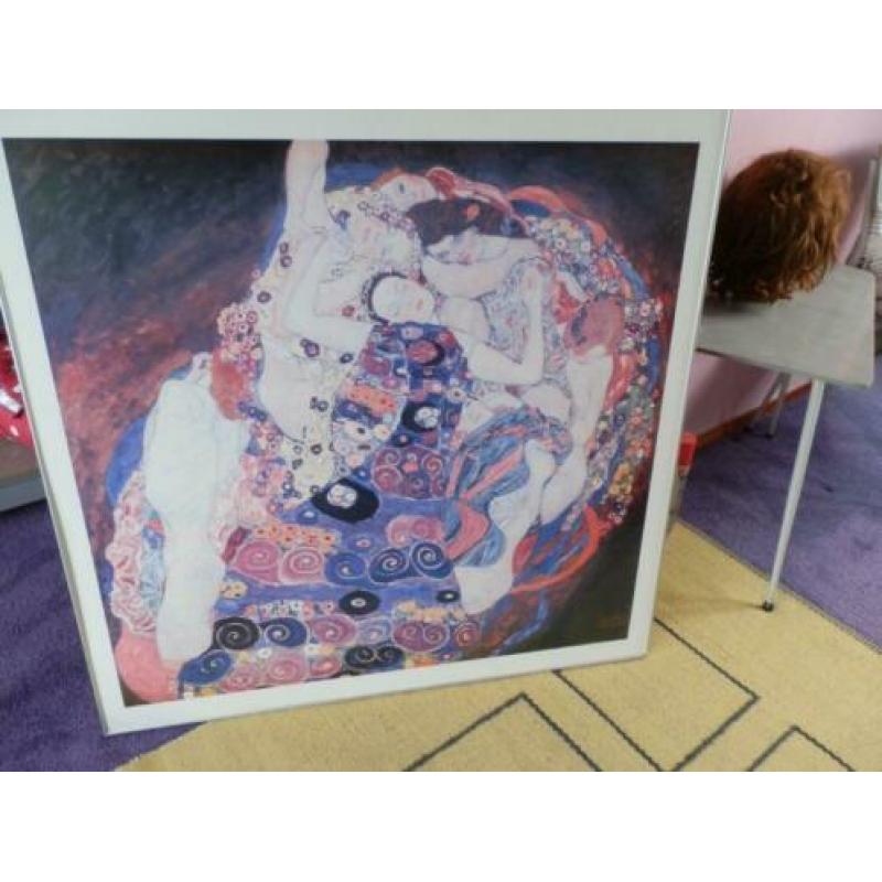 Gustav Klimt , ingelijst in zware aluminium lijst 91 x 91 c