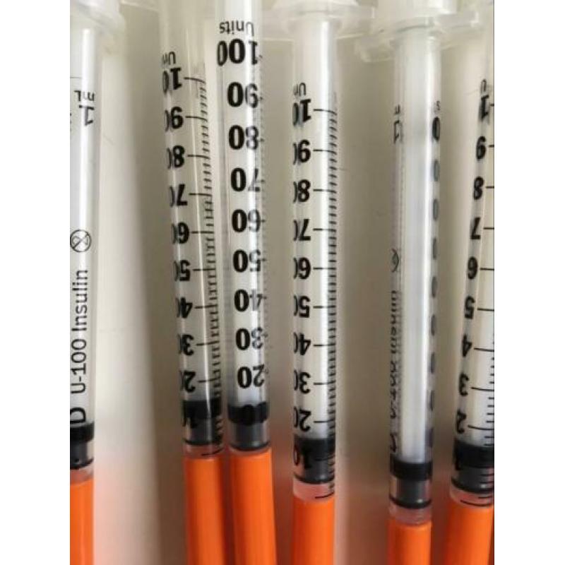 Insuline spuiten 1ml 0,33 mm (29G) x 12,7 mm 19 stuks nieuw