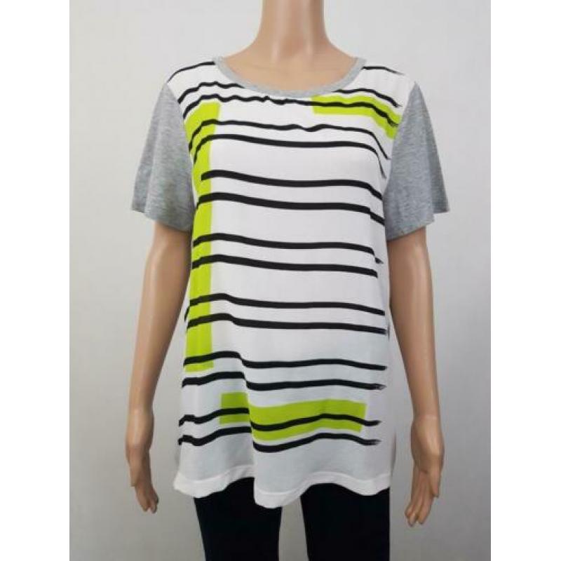 Marc Cain Marccain top shirt wit zwart groen grijs N5 is 42