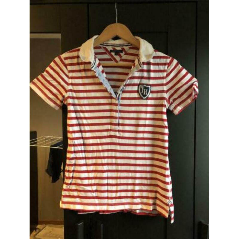 Tommy Hilfiger polo rood/wit - maat S