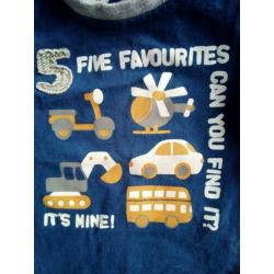 Shirtje, longsleeve, blauw, voertuigen, jongen, maat 56