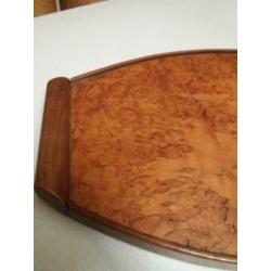 Wortelhout, brocant, vintage, antiek, retro, dienblad.