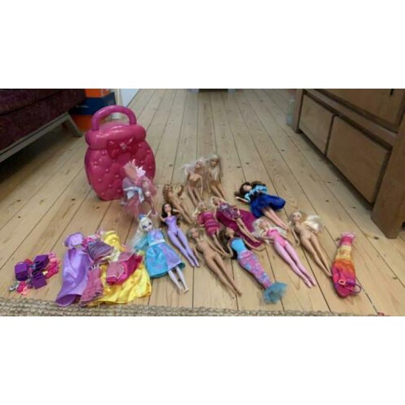 Barbie, Ken en Frozen poppetjes met kleding kast en spullen