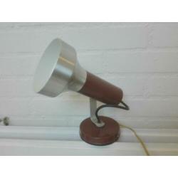 Design stalen spotje spot geborsteld chroom + bruin, vintage
