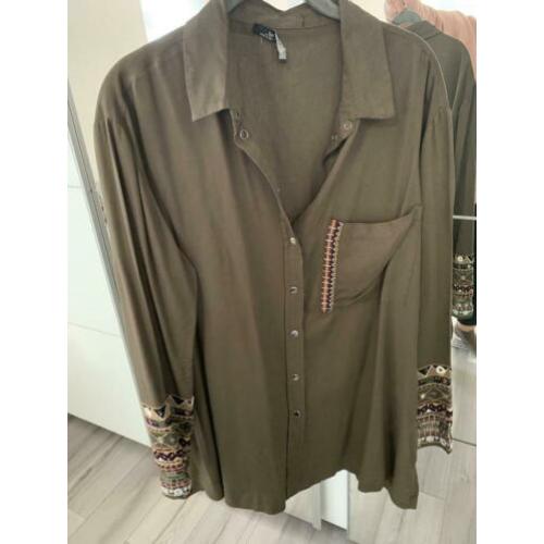 Bershka overhemd tuniek groen maat L