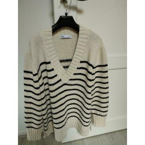 Zara gestreepte trui oversized maat m
