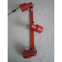 Retro lamp, Vintage oranje lamp rail met drie spotlichten