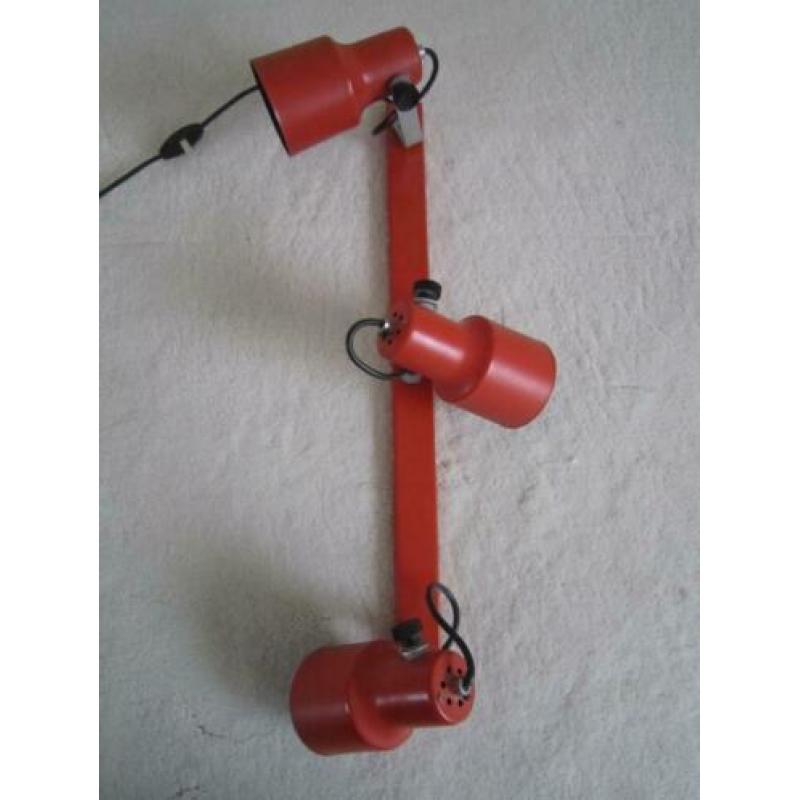 Retro lamp, Vintage oranje lamp rail met drie spotlichten