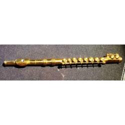 Miniatuur dwarsfluit, messing, 13 cm