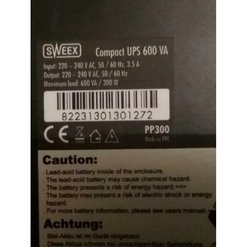 Sweex compact ups 600 va noodstroomvoeding.