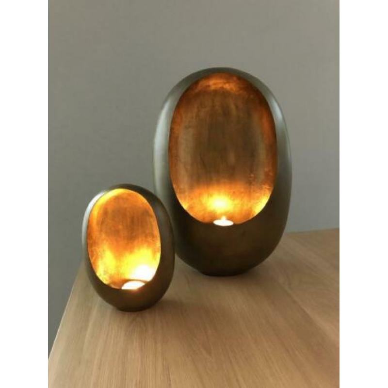 Windlicht / Lantaarn ei goud/brons