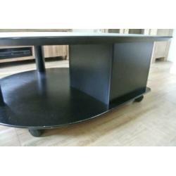 Salontafel groen Formica / zwart op wieltjes