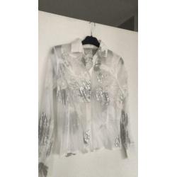 Bandelora witte blouse met zilver accenten nieuw maat 36
