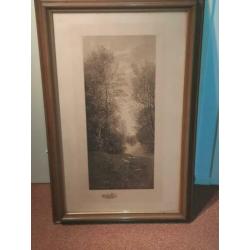 Ets - Landschap - R. Dudensing en C.A. Walker –uit 1890 !