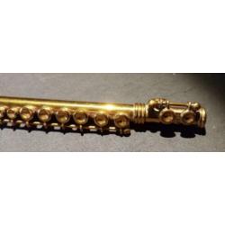 Miniatuur dwarsfluit, messing, 13 cm