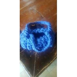 Leuk klein tasje spaghetti haken blauw 4 tot 6jaar