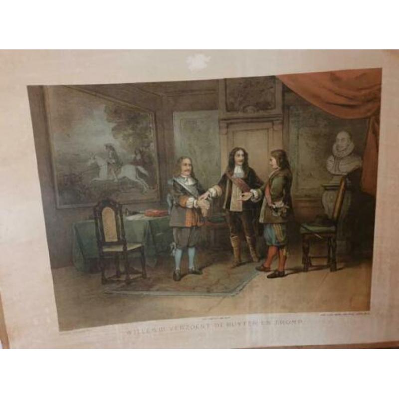 Willem III verzoent de Ruyter en Tromp schoolplaat