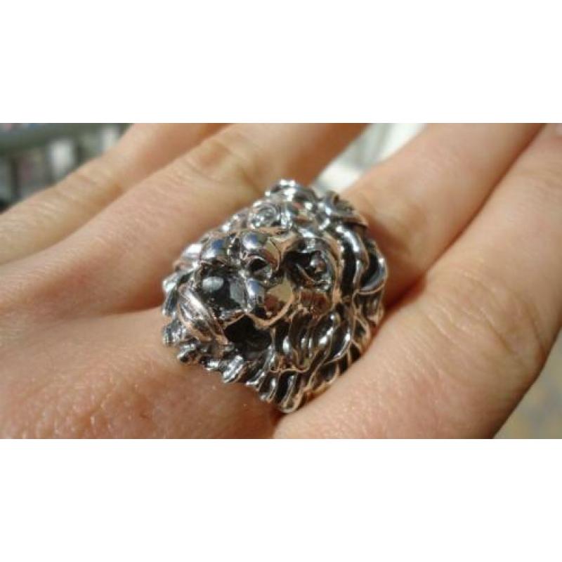 925 zilver ring met leeuw lion maat 19,5 20 3/4 - Vanoli