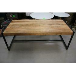 Mooie stoere eettafel metaal mangohout industrieel 220 x 100